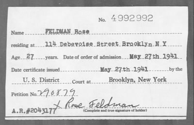 Thumbnail for 1941 > FELDMAN Rose