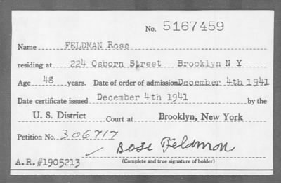 Thumbnail for 1941 > FELDMAN Rose