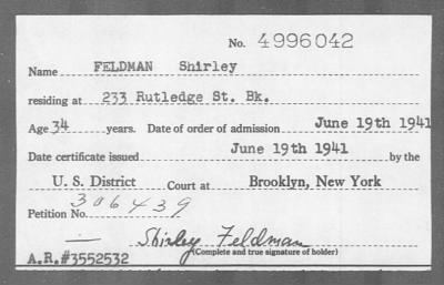 Thumbnail for 1941 > FELDMAN Shirley