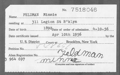 Thumbnail for 1956 > FELDMAN Minnie