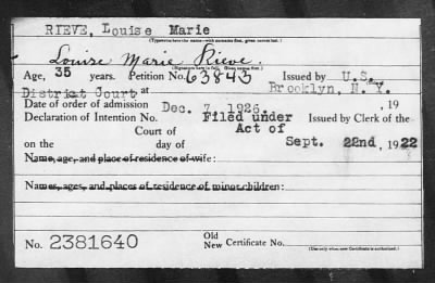 1926 > RIEVE, Louise Marie