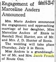 Thumbnail for Marie Anders Announces Engagement of Daughter Marceline Anders.