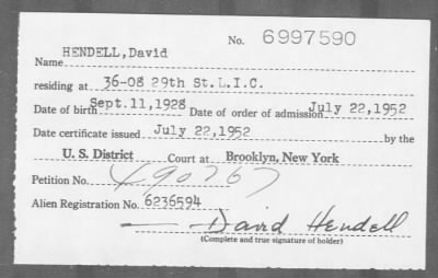 1952 > HENDELL, David