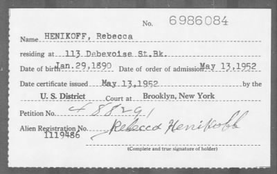 1952 > HENIKOFF, Rebecca