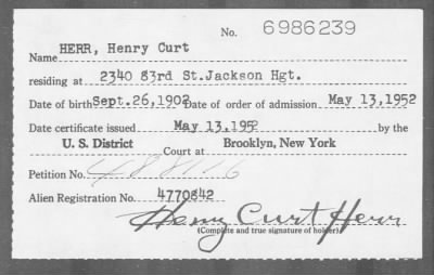 1952 > HERR, Henry Curt