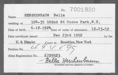 1952 > HERSHENBAUM Bella