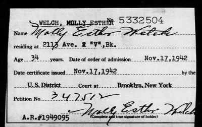 1942 > WELCH, MOLLY ESTHER