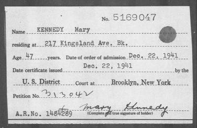 Thumbnail for 1941 > KENNEDY Mary