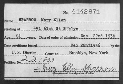 Thumbnail for 1936 > SPARROW Mary Ellen