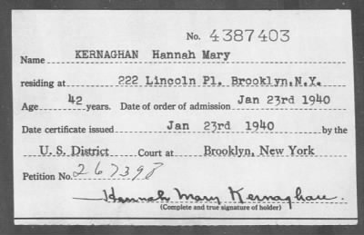 Thumbnail for 1940 > KERNAGHAN Hannah Mary