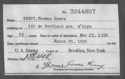 Thumbnail for 1930 > KENNY, Thomas James