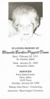 Blanche T Barker Piggott Dunn funeral program