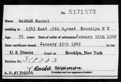 Thumbnail for 1942 > WAXMAN Rachel