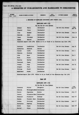 Thumbnail for Dorchester > Births,Marriages,Deaths 1631-1844