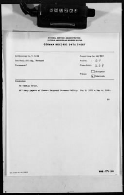 Thumbnail for Personnel Files and Identification Papers > Military papers of Master Sergeant Hermann Helbig