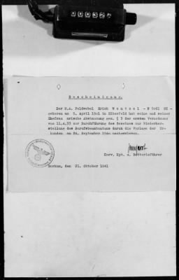 Thumbnail for Personnel Files and Identification Papers > Papers relating to Erich Wentzel