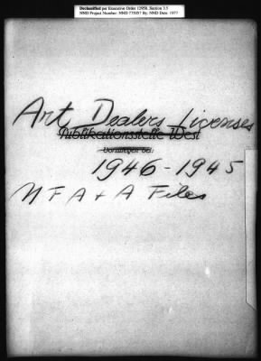 Thumbnail for General Records > Art Dealers Licenses: 1946-1945