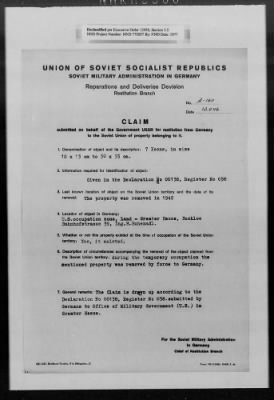 Thumbnail for Restitution Claim Records > Claim: [Soviet Union]-Miscellaneous