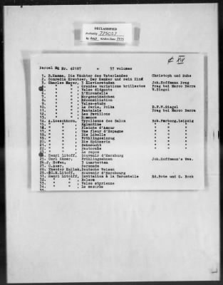 Thumbnail for Cultural Object Restitution And Custody Records > Presumably Czechoslovakia Or Austria Collection Of Music Notes (5,860 Volumes) Mü 42119-42222