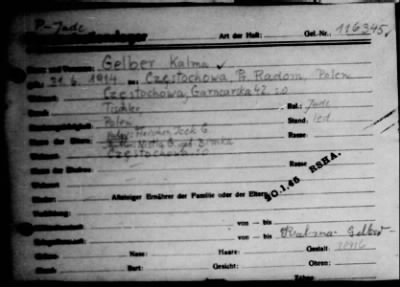 Camp Records - Inmate Cards > Records on Prisoners, Frys-Gert