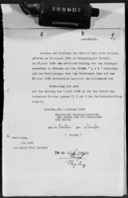 Thumbnail for Personnel Files and Identification Papers > Medical Councillor Dr Otto Ludwig Zeitzer