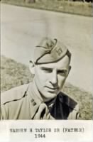 Warren H Taylor Sr Age 25 in Army Tan Uniform with Cap (FA) 1944d-Sharp