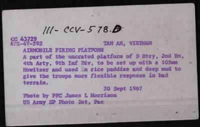 Thumbnail for Battery D / 2nd Battalion / 4th Artillery / 9th Infantry Division > CC43729