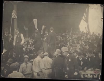 Thumbnail for McGreevey Collection > Bill Dinneen talking back to a Pittsburgh cop, 1903 World Series