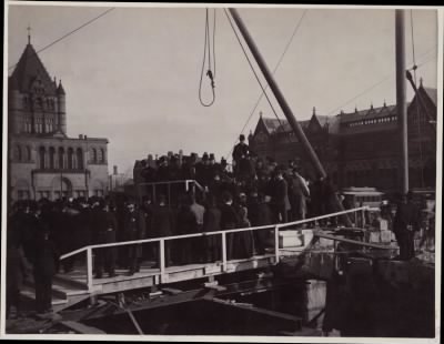 Thumbnail for Trustees' McKim Construction Photos > Cornerstone ceremony, construction of the McKim Building