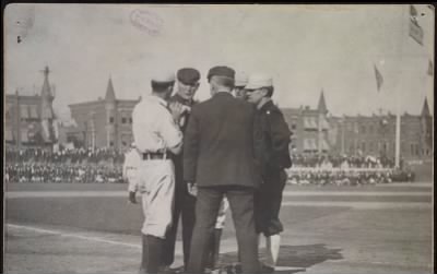 Thumbnail for McGreevey Collection > Conference on the field at the Columbia Avenue Grounds, 1905 World Series