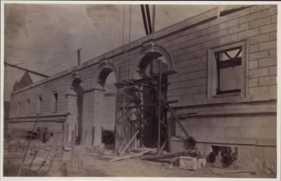 Thumbnail for Trustees' McKim Construction Photos > Boylston Street entrance and exterior wall along Boylston Street