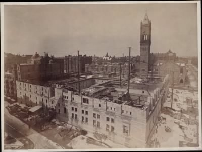 Thumbnail for Trustees' McKim Construction Photos > Blagden Street exterior wall, construction of the McKim Building