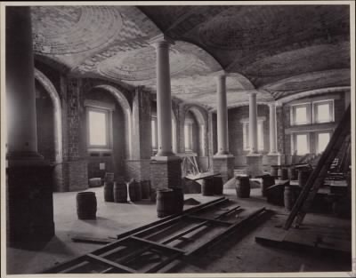 Thumbnail for Trustees' McKim Construction Photos > Catalogue room looking towards Blagden St., construction of the McKim Building