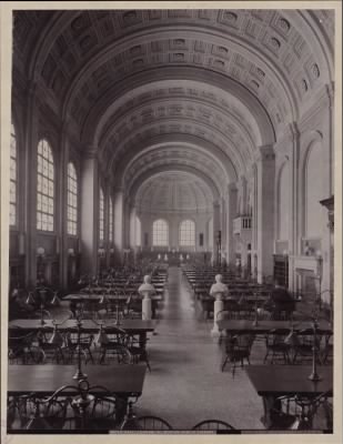 Thumbnail for Trustees' McKim Construction Photos > Bates Hall, looking south, construction of the McKim Building