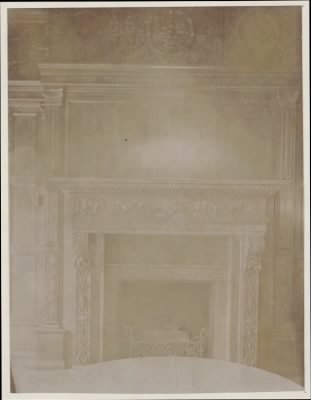 Thumbnail for Trustees' McKim Construction Photos > Carved marble fireplace, Music Library, construction of the McKim Building