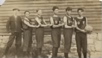 1912 Bryon Cox, Charley Johnson, Hugh Woods Alva Filer, Homer Akers, unknown on a postcard dated Dec 12 1912.jpg