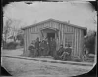 B-148 General Grant's Headquarters. City Point, Virginia. (Staff) 1864-5. Colonel William Mck.Dunn, Major George K. Leet. Colonel Ely S. Parker.