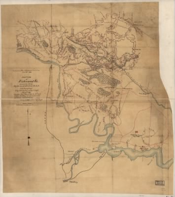 Thumbnail for Richmond > Position of Richmond, Va. / prepared by order of Maj. Gen. Geo. B. McClellan, U.S.A., A.A. Humphreys, Brig. Gen. & Chief of Topl. Engrs., May 27th, 1862 ; compiled from "Map of Henrico Co." and "Sketch exhibiting the approach