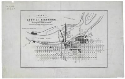 Thumbnail for Richmond > Map of a part of the city of Richmond showing the burnt districts / drawn on stone by C.L. Ludwig.