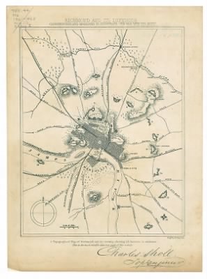 Richmond > Richmond and its defences [sic] : constructed and engraved to illustrate "The war with the South" / Charles Sholl, topl engineer ; engd. by W. Kemble.