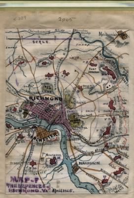 Thumbnail for Richmond > Map of the defences [sic] of Richmond, Va., April 1865.