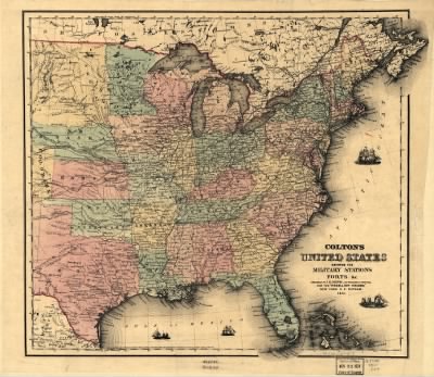 Thumbnail for United States, fortifications > Colton's United States shewing the military stations, forts, &c Prepared by J. H. Colton, New York, for the "Rebellion Record."