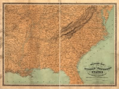 Thumbnail for United States, military maps > Military map of the middle and southern states showing the seat of war during the great rebellion in 1861 Drawn and engr. by J. Schedler.