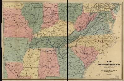 Thumbnail for Railroads > Map of United States military rail roads, showing the rail roads operated during the war from 1862-1866, as military lines; under the direction of Bvt. Brig. Gen D. C. McCallum, Director and General Manager.