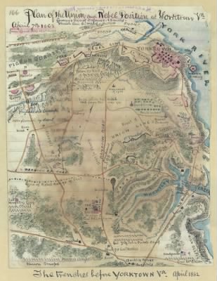 Thumbnail for Yorktown > Plan of the Union and Rebel position at Yorktown, Va., April 7th, 1862.