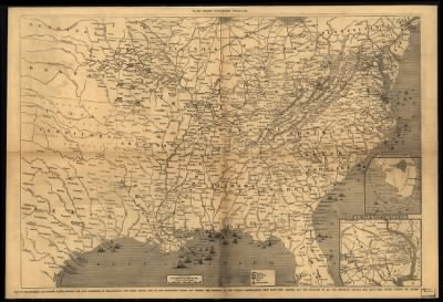 Thumbnail for Southern States and border > Map of the sourthern and border states, showing the actu alpositions [sic] of the national and rebel forces, and of the blockading fletes [sic] and vessels, the positions of the various fortifications that have been erected,