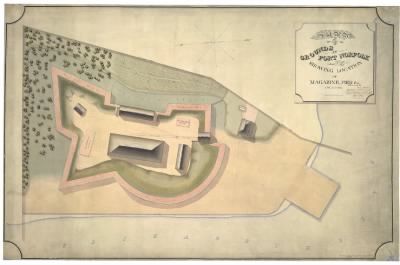 Thumbnail for Fort Norfolk > Plan of grounds at Fort Norfolk showing location of magazine pier, &c., June 30th, 1860 / surveyed and drawn under direction of C. Browne, civ. engr., by C.E. Cassell.