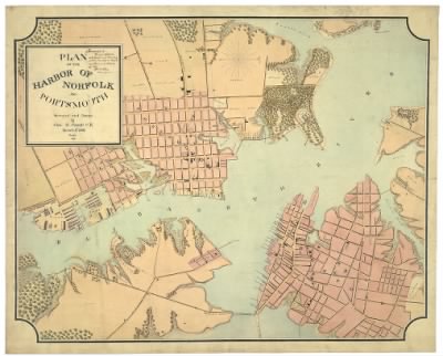 Thumbnail for Norfolk > Plan of the harbor of Norfolk and Portsmouth, March 1st, 1861 / surveyed and drawn by Chas. E. Cassell, C.E.