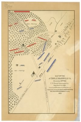 Dranesville > Map of the action at Drainsville, Va., December 20th 1861 : U.S. forces commanded by Brig Gen. E.O.C. Ord. / drawn by H.H. Strickler, Co. A, 9th Pa. Reserve ; published by authority of the Hon. the Secretary of War, office of