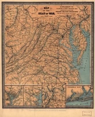 Thumbnail for Middle Atlantic States, seat of war > Map of the seat of war. Supplement to P. S. Duval & Son's military map, showing the locations of the present military operations expressly compiled from the latest surveys.